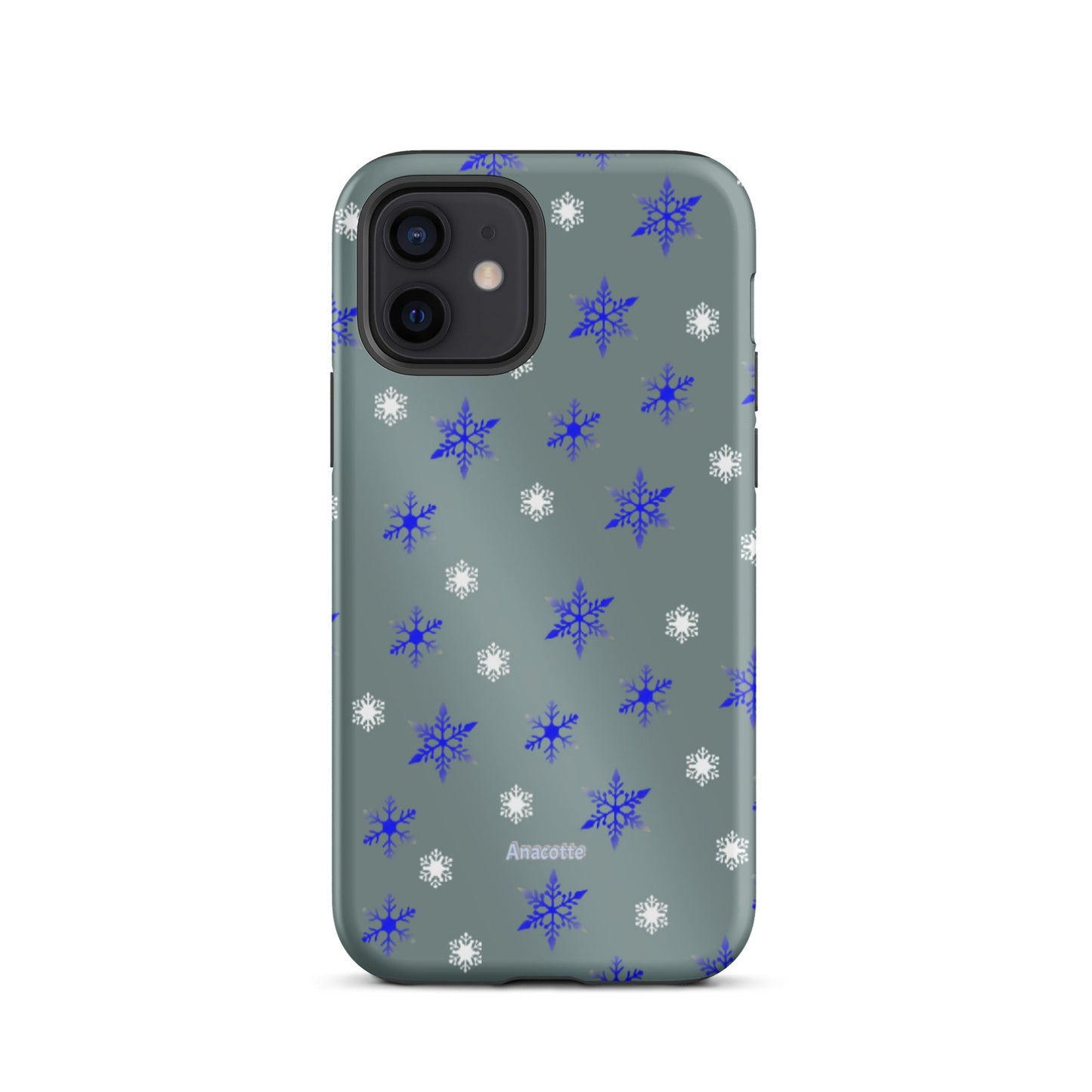 iPhone 14, 13, 12, 11 Christmas Theme iPhone Cases Blue Snow Anacotte-14