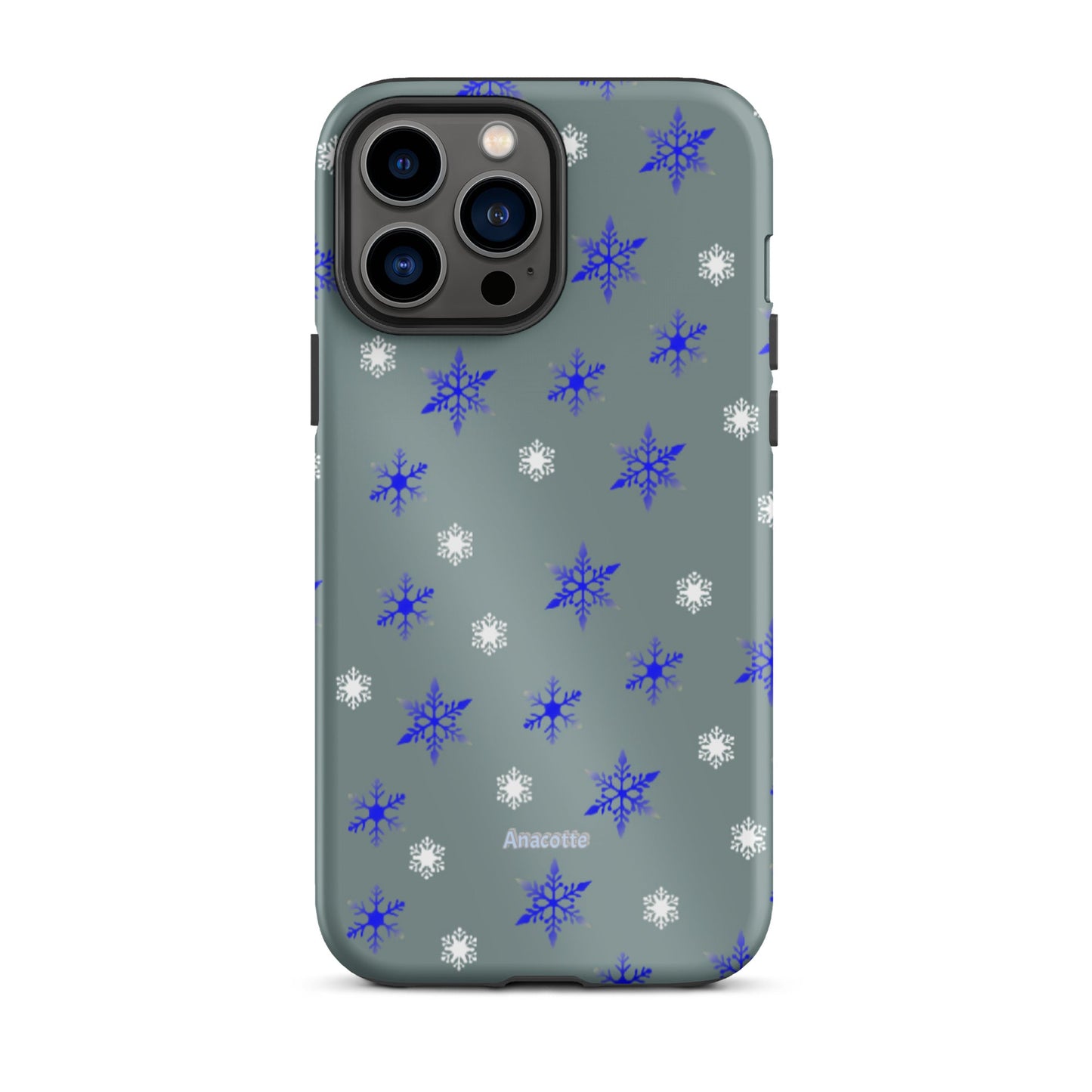 iPhone 14, 13, 12, 11 Christmas Theme iPhone Cases Blue Snow Anacotte-19