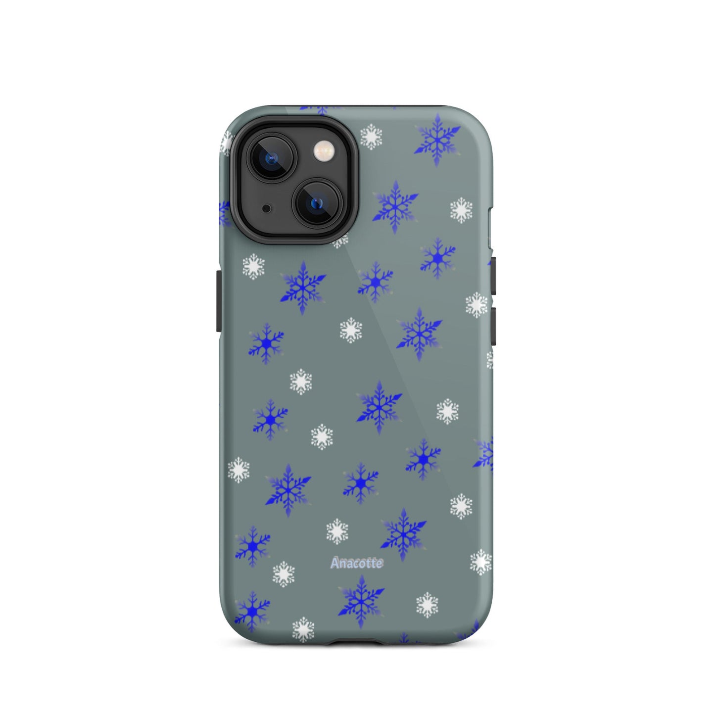 iPhone 14, 13, 12, 11 Christmas Theme iPhone Cases Blue Snow Anacotte-25