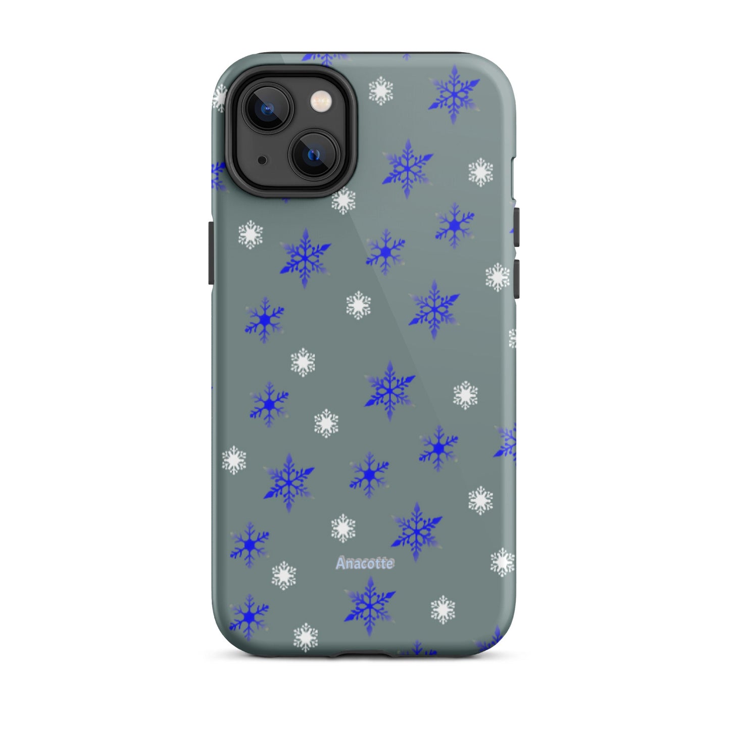 iPhone 14, 13, 12, 11 Christmas Theme iPhone Cases Blue Snow Anacotte-27