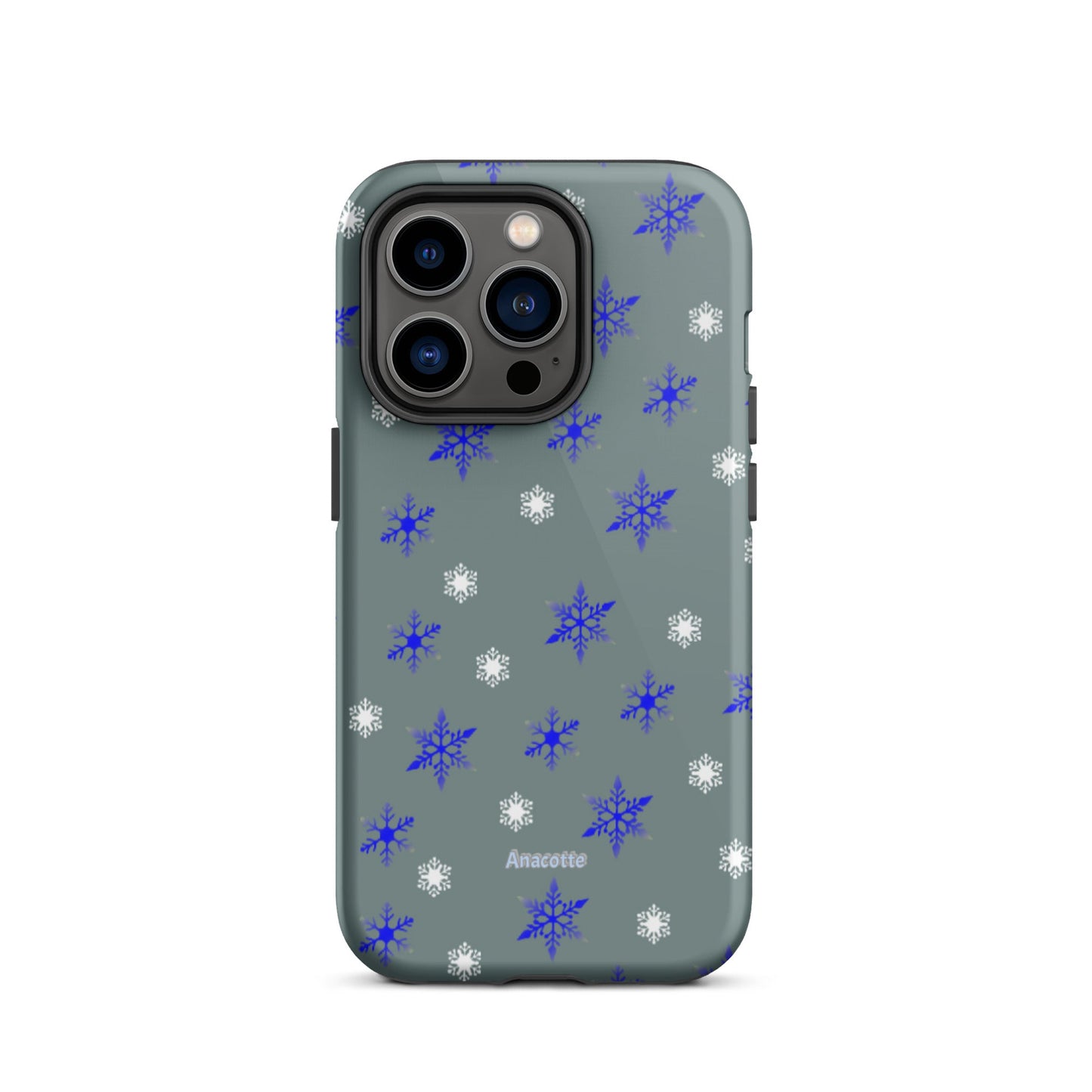 iPhone 14, 13, 12, 11 Christmas Theme iPhone Cases Blue Snow Anacotte-29