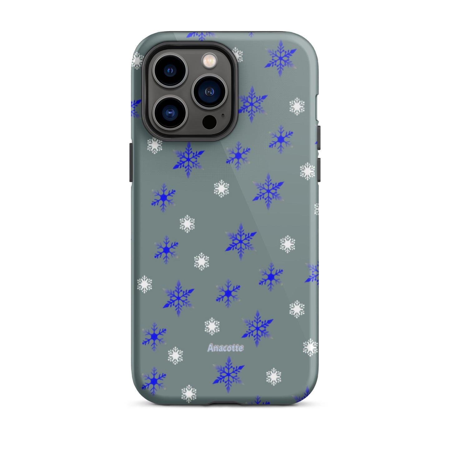 iPhone 14, 13, 12, 11 Christmas Theme iPhone Cases Blue Snow Anacotte-0