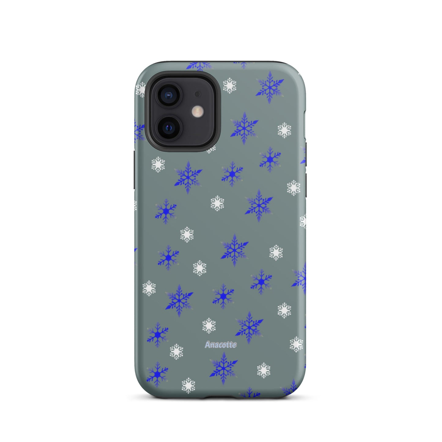 iPhone 14, 13, 12, 11 Christmas Theme iPhone Cases Blue Snow Anacotte-12