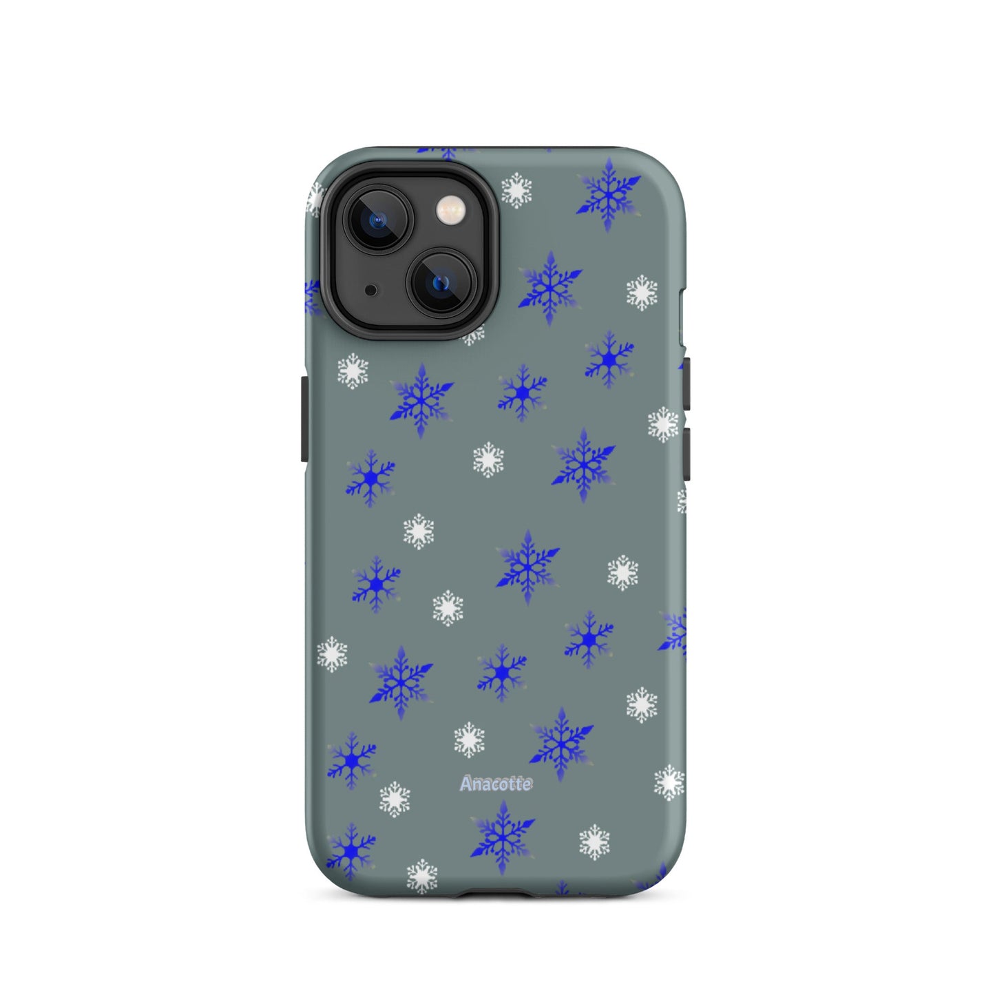 iPhone 14, 13, 12, 11 Christmas Theme iPhone Cases Blue Snow Anacotte-26