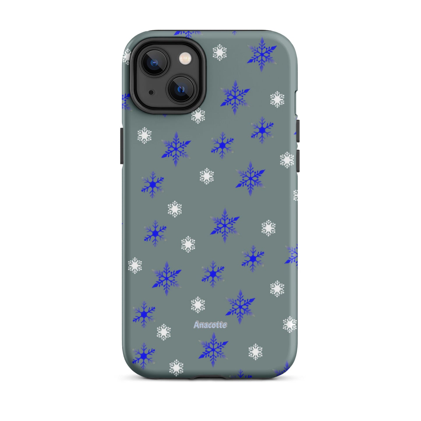 iPhone 14, 13, 12, 11 Christmas Theme iPhone Cases Blue Snow Anacotte-28