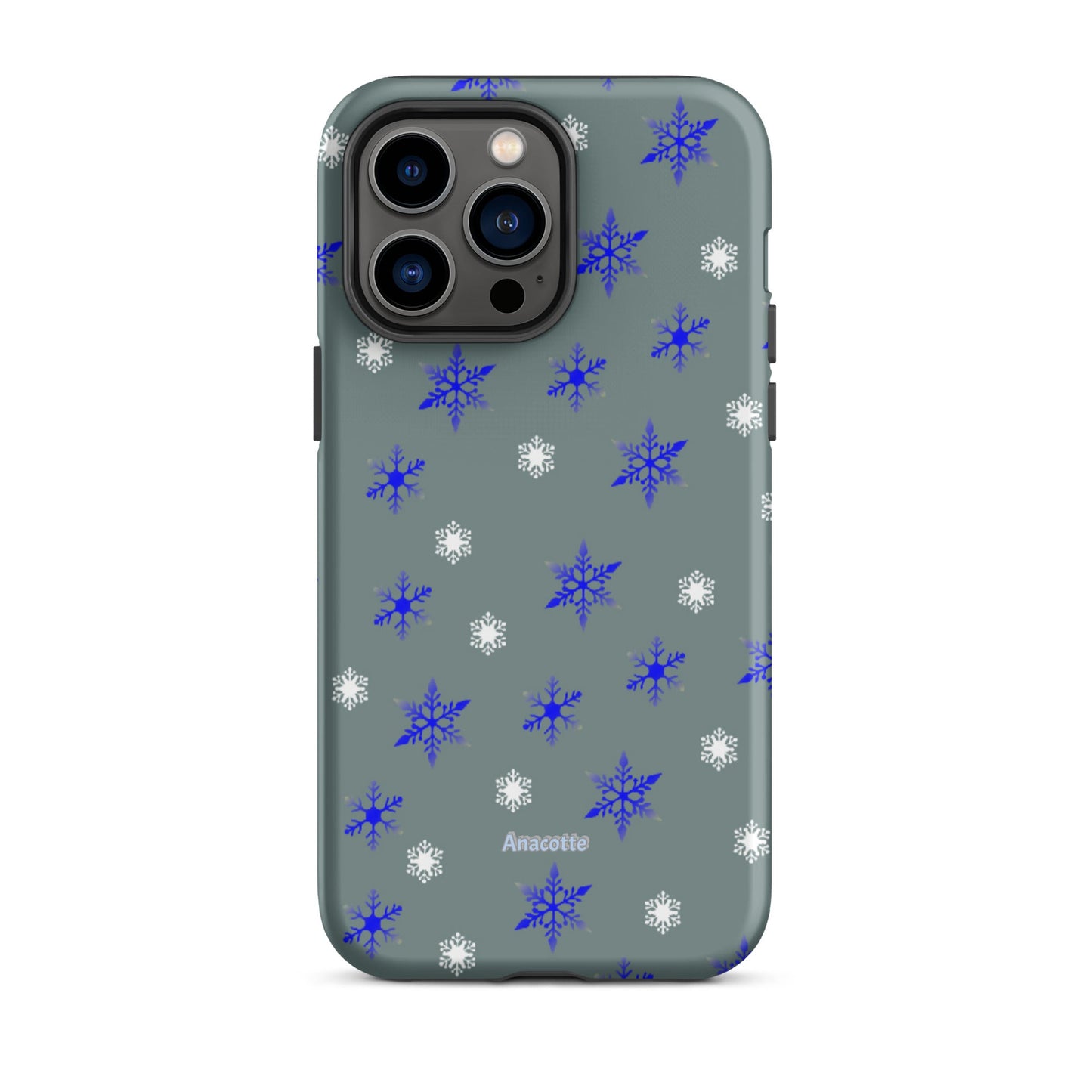 iPhone 14, 13, 12, 11 Christmas Theme iPhone Cases Blue Snow Anacotte-31