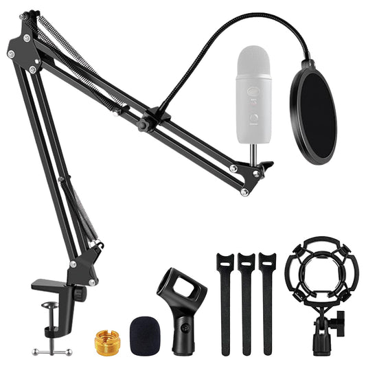 5Core Microphone Stand Suspension Desk Scissor Boom Arm 16" Shock Mount Pop Filter-0
