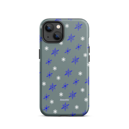 iPhone 14, 13, 12, 11 Christmas Theme iPhone Cases Blue Snow Anacotte-23